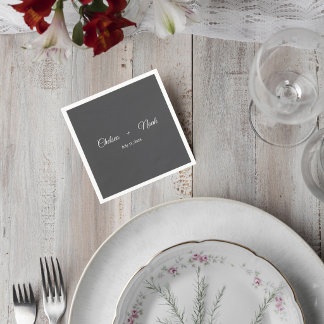 Dark Gray Wedding Cocktail Napkin Pappersservett