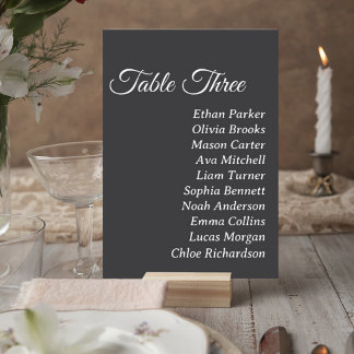 Dark Gray Wedding Table Number Card Bordsnummer