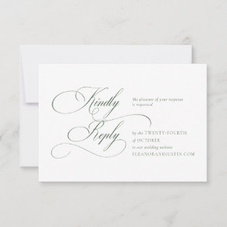 Dark Green "A" Monogram Wedding RSVP Card OSA Kort