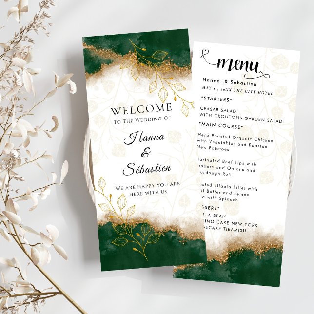 Dark green and gold Wedding Menu Meny (Skapare uppladdad)