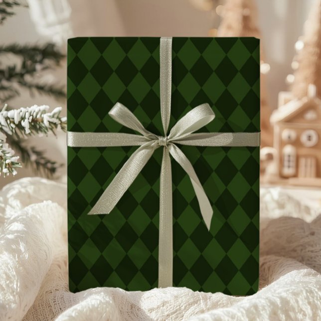 Dark Green Argyle Wrapping Paper Presentpapper (Skapare uppladdad)