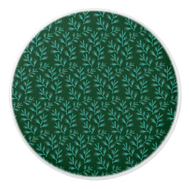  Dark Green Background with Teal Botanical Leaves Knopp