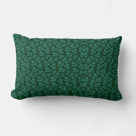  Dark Green Background with Teal Botanical Leaves Lumbarkudde