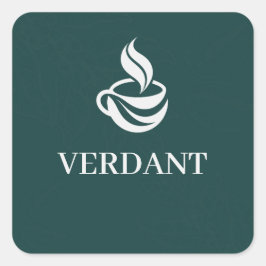 Dark Green Custom Logo Cafe Packaging Square Decal Fyrkantigt Klistermärke