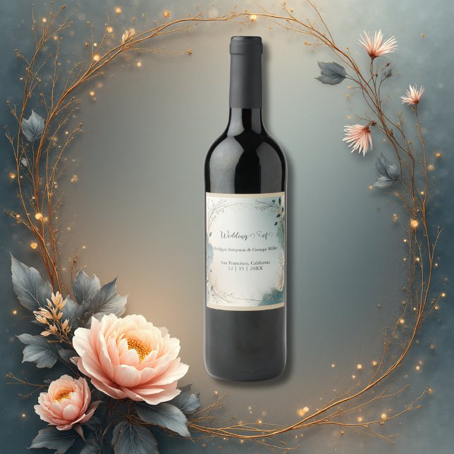 dark green elegant nature wedding vinflaska etikett (Skapare uppladdad)