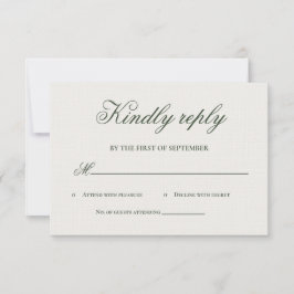 Dark Green Greenery Calligraphy RSVP Card OSA Kort