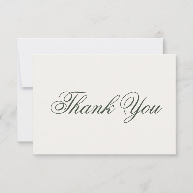 Dark Green Greenery Wedding Thank You Card Tack Kort (Framsida)