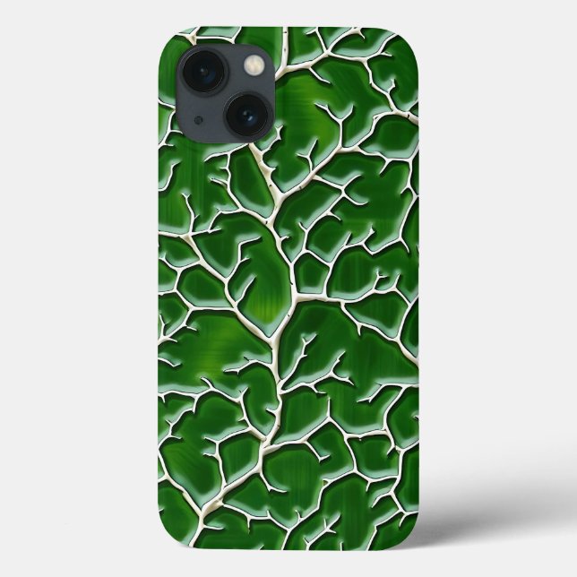 Dark Green iPhone Case Vein Texture Design (Baksida)
