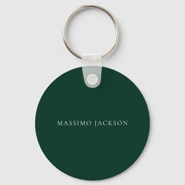 Dark Green Minimalist Plain Modern Aesthetic Look Nyckelring (Framsida)