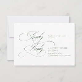 Dark Green Monogram Wedding RSVP Card OSA Kort
