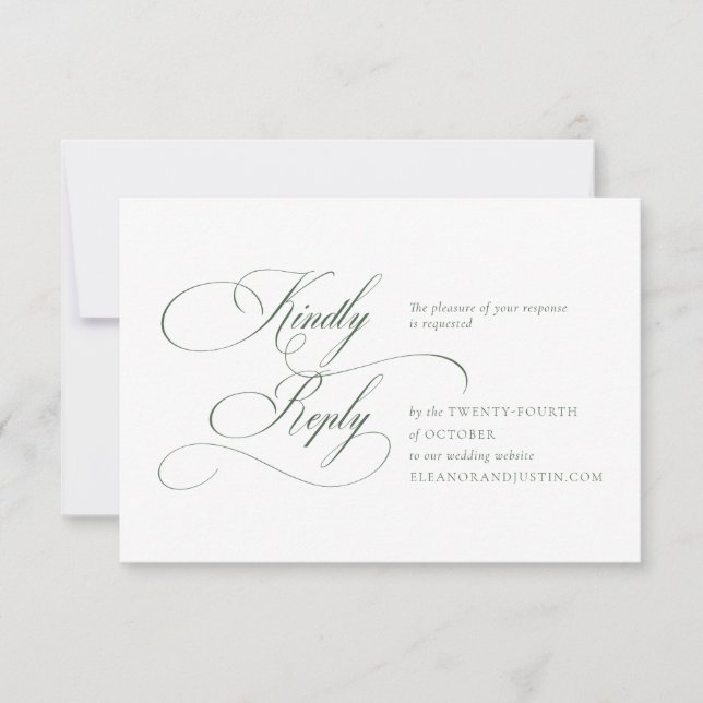 Dark Green Monogram Wedding RSVP Card OSA Kort (Framsida)