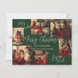 Dark Green Multi Language Holiday Card Julkort