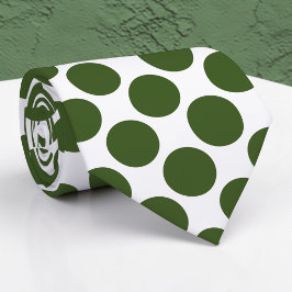 Dark Green Polka Dots on White Custom Necktie Slips
