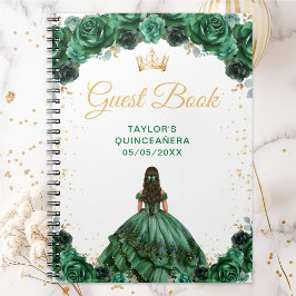Dark Green Princess Quinceañera Guest Book Anteckningsbok