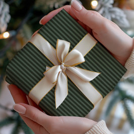 Dark Green & Sage Striped Presentpapper