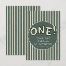 Dark Green Stripes 1st Birthday