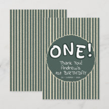 Dark Green Stripes 1st Birthday