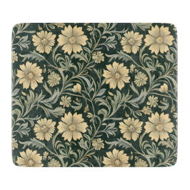 Dark green stylized yellow flowers  pattern 