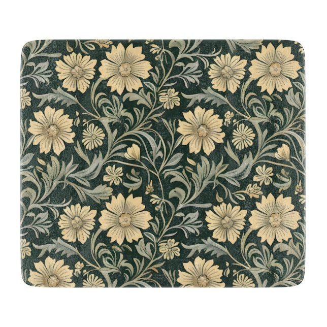 Dark green stylized yellow flowers  pattern  (Framsidan)