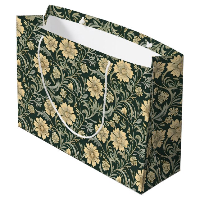 Dark green stylized yellow flowers  pattern  (Baksidan Vinklad)