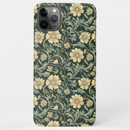 Dark green stylized yellow flowers  pattern 
