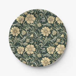 Dark green stylized yellow flowers  pattern 