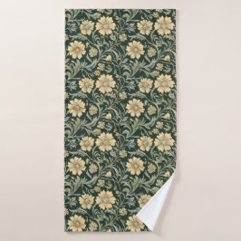 Dark green stylized yellow flowers  pattern 