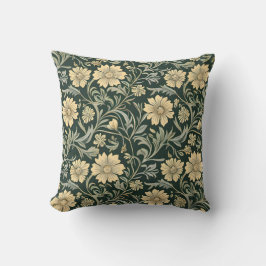 Dark green stylized yellow flowers  pattern  kudde