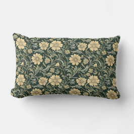 Dark green stylized yellow flowers  pattern  lumbarkudde