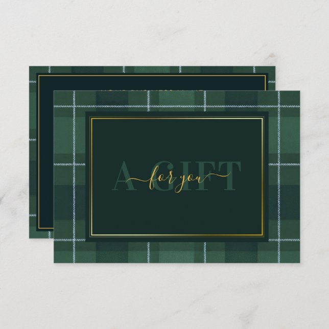 Dark Green Tartan Polo Plaid Gift Certificate (Fram/baksida)