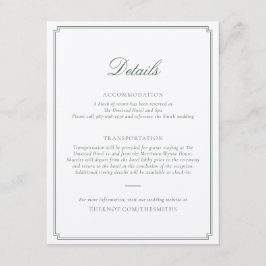 Dark Green Wedding Enclosure Card Tilläggskort