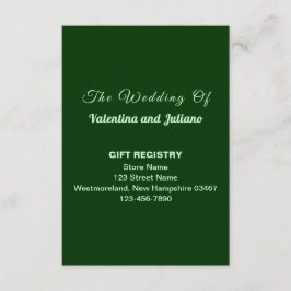 Dark Green Wedding Gift Registry Portrait Tilläggskort