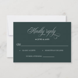 Dark Green Wedding RSVP card OSA Kort