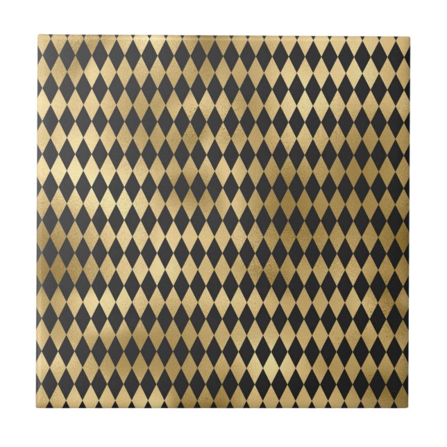 Dark Grey Black Harlequin Geometric Rhombuses Kakelplatta (Framsidan)