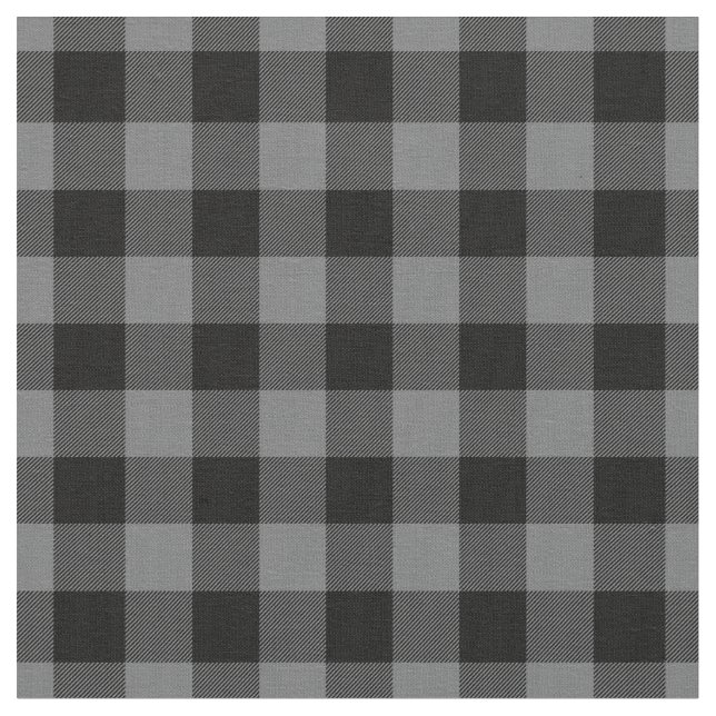 Dark Grey & Black Plaid Gingham Tyg (Närbild)