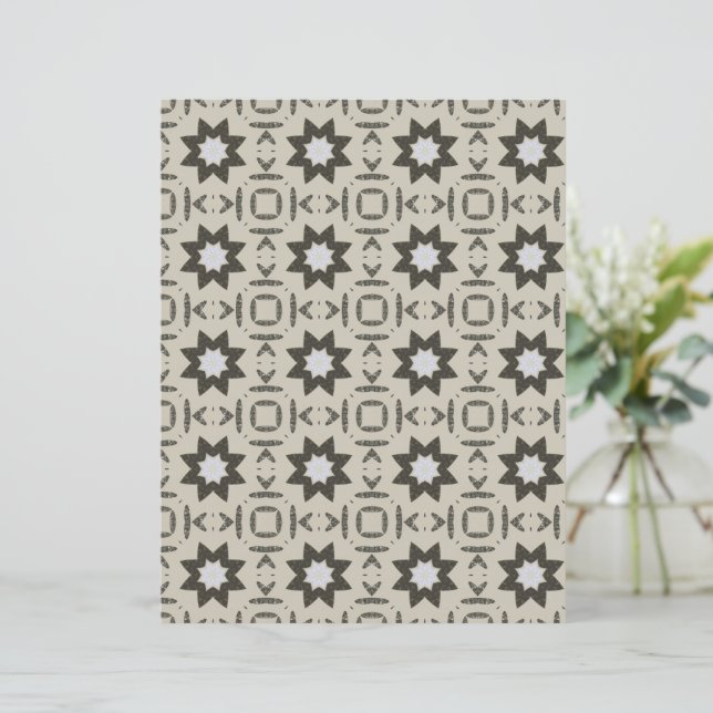 Dark Grey Stars on cream scrapbooking paper  (Stående Fram)