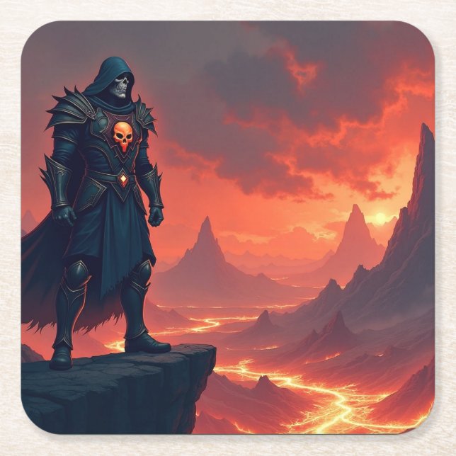 Dark Knight of Flame Underlägg Papper Kvadrat (Framsidan)