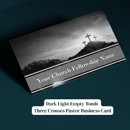 Dark Light Empty Tomb Three Crosses Pastor Visitkort