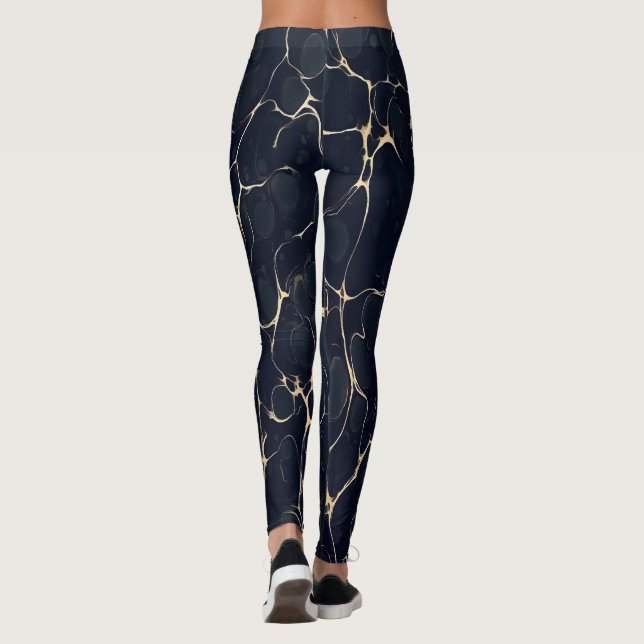 Dark Marble Pattern Abstract Alcohol Ink Style 1 Leggings (Baksida)