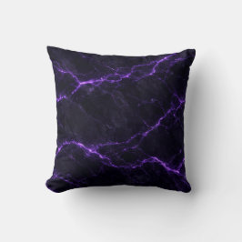 Dark Marble Throw Pillow with Violet Veins Kudde