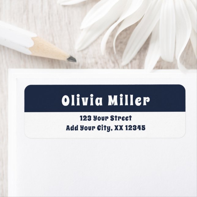 Dark Midnight Blue - Bold Retro Address Label Returadress Etikett (Insitu)