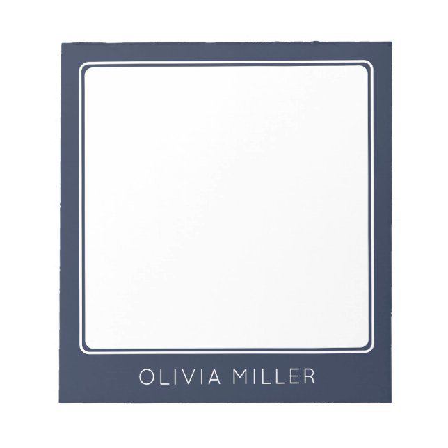 Dark Midnight Blue Minimalist Notepad Anteckningsblock (Framsida)