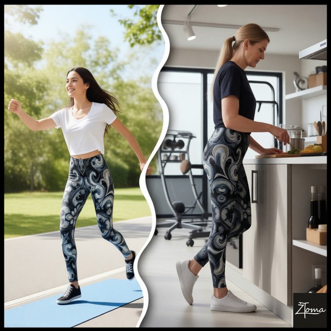 Dark Monochrome Ornamental Filigree Mandala Patter Leggings (Skapare uppladdad)