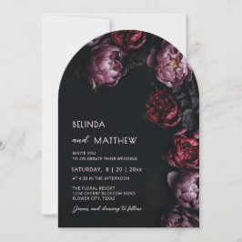 Dark Moody 3D Flowers Wedding Invitation Inbjudningar