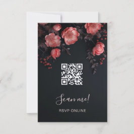 Dark Moody 3D Roses Wedding | Scan Me  OSA Kort