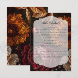 Dark Moody Baroque Florals Flowers Fall Wedding Tilläggskort