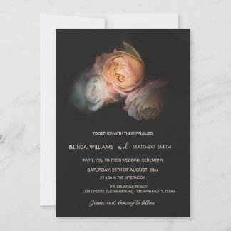 Dark Moody Blush Apricot Roses Wedding Inbjudningar