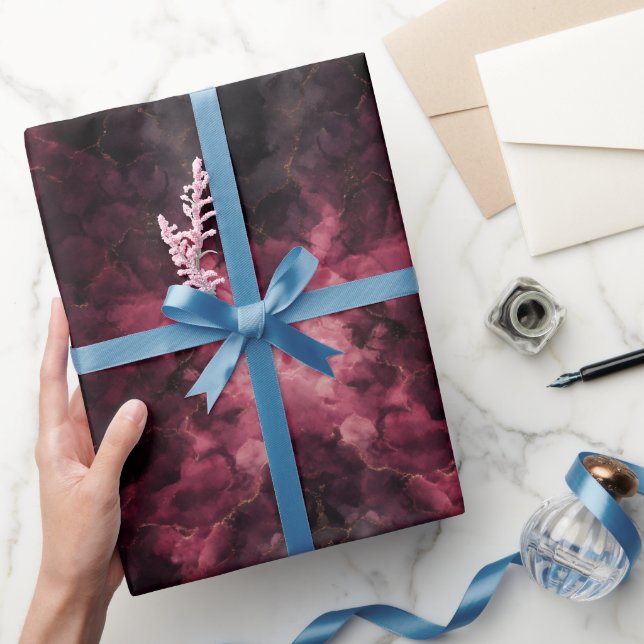 Dark Moody Burgundy Wine Smoke Abstract Pattern Presentpapper (Gifting)