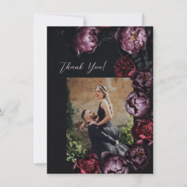 Dark Moody Floral Wedding Thank You Tack Kort