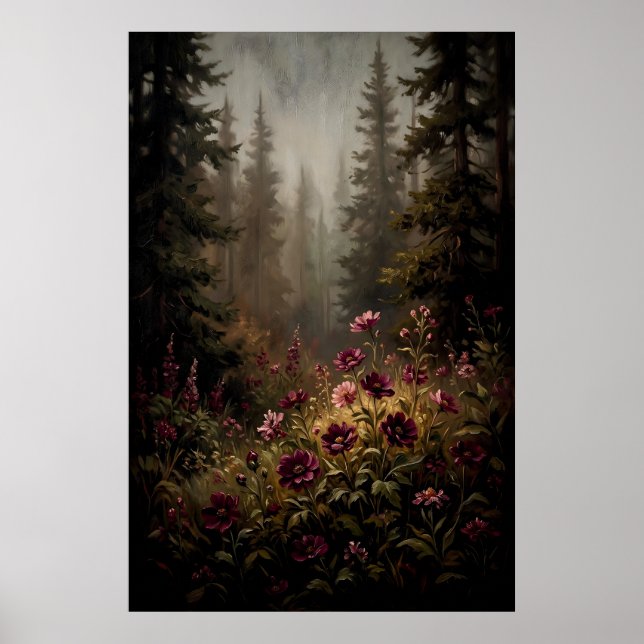 Dark Moody Forest Wildflower Poster (Framsidan)